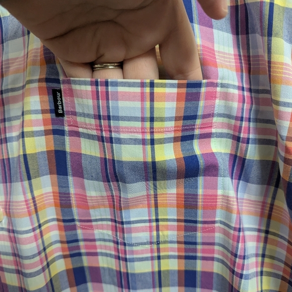 Barbour Striped Plaid Ultimate Oxford Button Down Shirt Tailored Fit - Picture 8 of 14